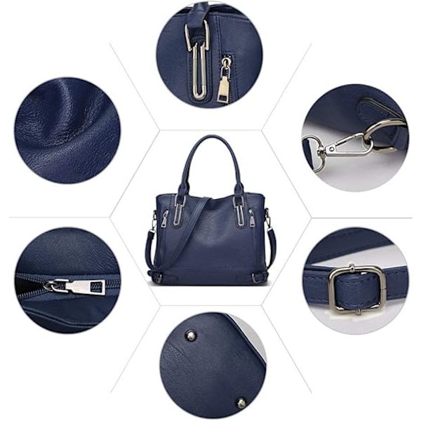 Damer Crossbody Väska PU Läder Handväskor Casual Shopper Väska Axelväska Tote Väska Stor Kapacitet Azul