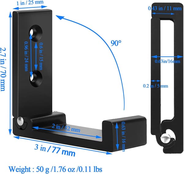 Paket Fällbara Kapphängare Krokar, Aluminiumlegering black