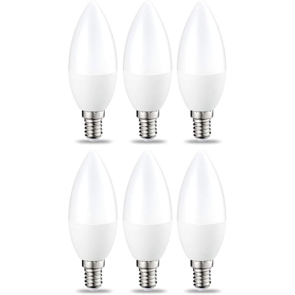 6 kpl pienikokoisia liekinmuotoisia LED-lamppuja Edison-kanta E14 6 W (vastaa 40 W) lämmin valkoinen Ei himmennettävissä