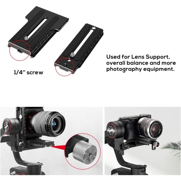 Alumiininen L-muotoinen kiinnike, pystysuora ja vaakasuora vaihto, pikakiinnityslevy DJI Ronin RS2 SC2 Zhiyun Weebill-S Gimbal-vakaajalle ja järjestelmäkameroille