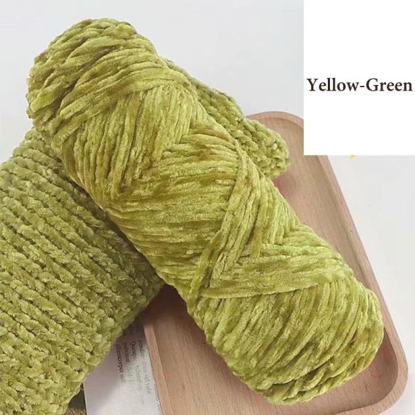 1 st garn sammetsstickningsgarn Mjuk virkad bollhantverk i multi färger, perfekt för nybörjare, barnhantverk Yellow-Green