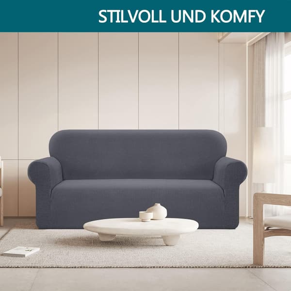 Vanntett stretch sofaovertrekk i spandex jacquard med sklisikker skum (3 seter, grå)