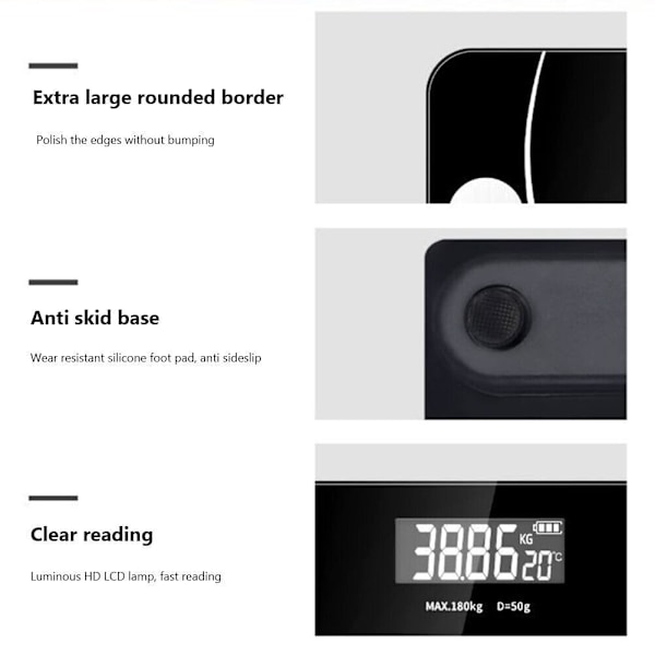 Digital Smart Vægt Badeværelse Krops BMI Telefon Bluetooth Forbindelse Personlig Hukommelse Minimalistisk Design 5g/40kg