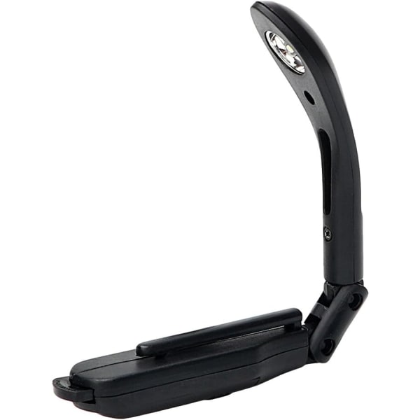 Justerbar Clip-on Boglæsningslampe med Foldbar Batteri (Sort)