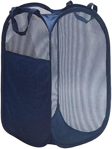 Stor Vask Kurv Foldbar, Foldbar Vask Kurv Mesh Pop Up Navy blue 36*36*58cm