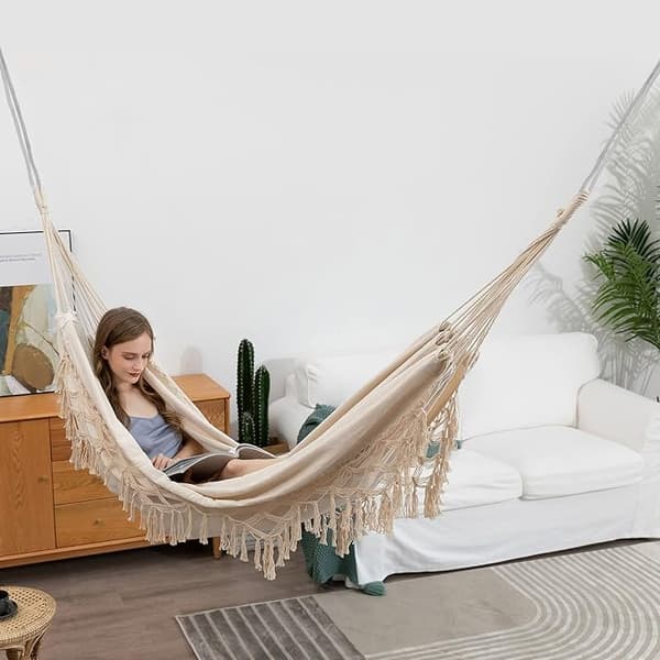 Hengekøye utendørs Boho hengekøye, bærbar med bæreveske