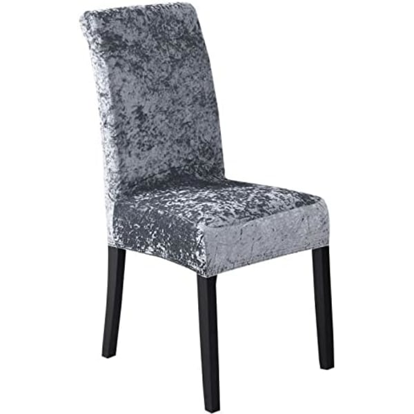 4 stk. tyk fløjlsstolbetræk spisebordsstolbetræk elastisk strækbar stolbetræk Dark Gray 4pcs