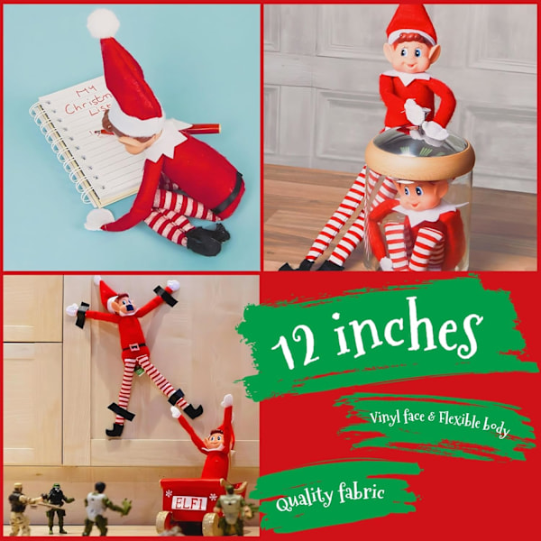 Set med 2 Stycken Lätt Ostyriga Jultomtar - Lekfulla Tomtefigurer, Vinylansikte, Haken och Slinga Grepp Tomtar Som Beteer Sig Dåligt Jul Familj
