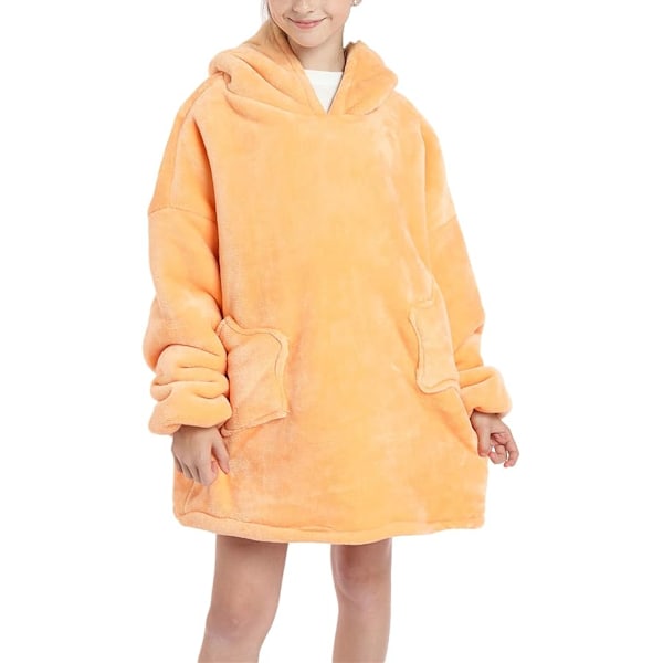 Oversized Blanket Hoodie, Sherpa Fleece Kæmpe Hættetrøje, Fluffy & Varm Hoodie Tæppe med Frontlomme til Børn Teenagere