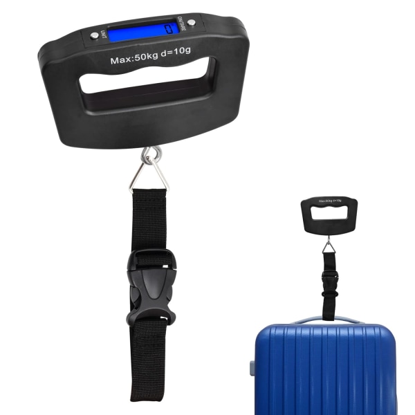 Digital bagagevægt, 50 kg (g/oz/kg/lb), rejsekuffertvægt, digital bagagevægt, bærbar vægt med krog, bagagevægt