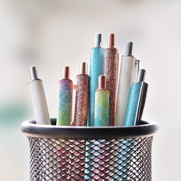 Kimalteleva ruusukullanvärinen kuulakärkikynä, musta muste, keskikokoinen kärki 1 mm, lahjat ja toimistotarvikkeet Multicolor 4 PCS