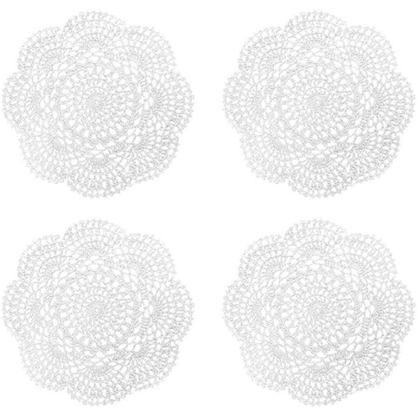 22 cm:n pitsipyöreä, virkattu, pyöreä pitsipyöreä, käsintehty White