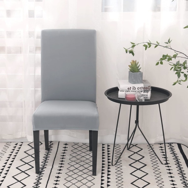 Ruokailuhuoneen tuolinpäälliset 4 tai 6 kappaleen sarja, joustava irrotettava pestävä ruokailutuolin suojapäällinen koristepäällinen istuimen suojus hotelliin light Grey 6pcs