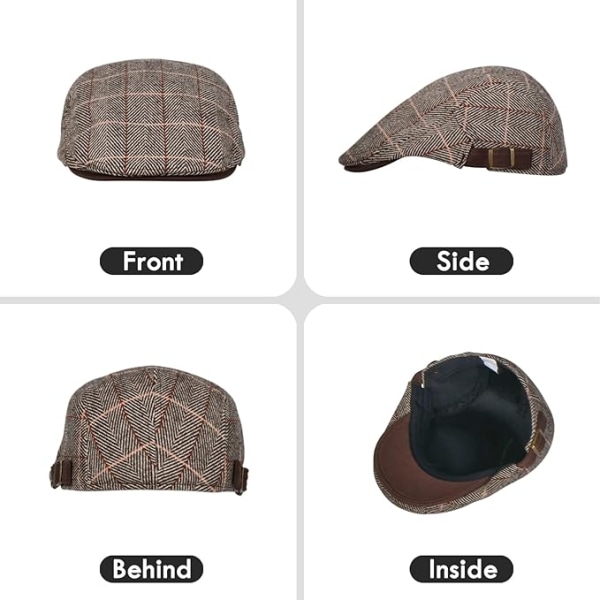 Newsboy Flat Cap Hats Basker Flat Cap för män - Ullfilt Mode Vintage Cap i brittisk stil Khaki