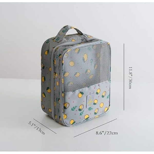 Reiseskoposer, Rommer 3 par sko, Bærbare støvtette og vanntette skolagringspåser Gray Lemon