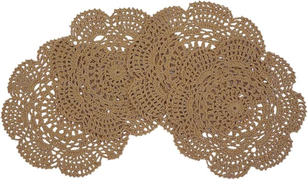 22cm spetsduk, virkad, rund spetsduk, handgjord Coffee