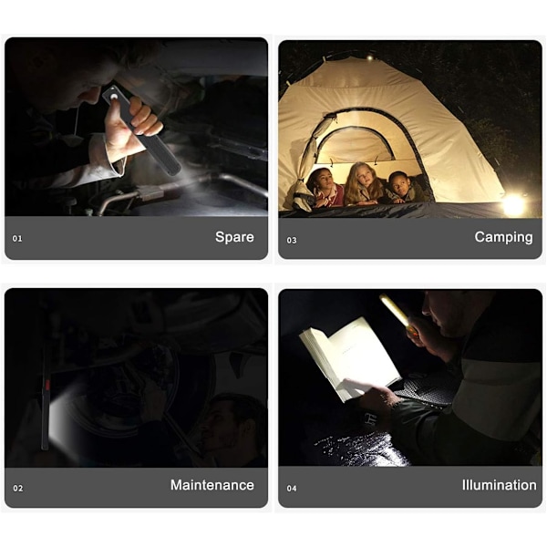Ladattava LED-työvalo, kaksivärinen yhdistelmävalo 2-in-1-tarkastuslamppu ja 3W COB LED-taskulamppu kaksoismagneetilla, työpajaan, leirintään, tee-se-itse-töihin jne.