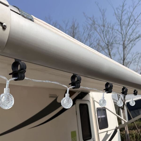 20 stk RV Markisekroker, Camping Markisekroker Klips Gardinskinne Renner Henger for Hengende LED Lysstripe, Kabler, Lyslenker