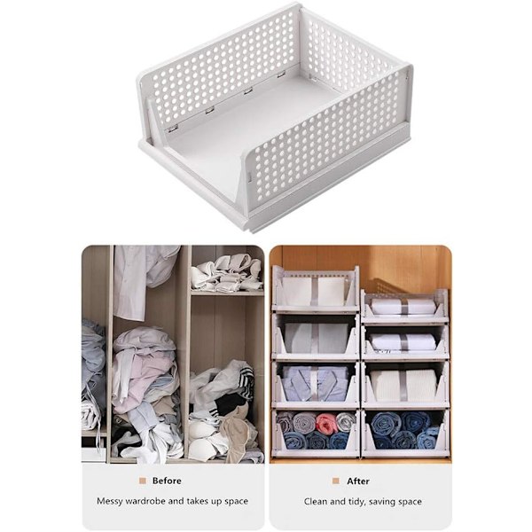 Stablebare klesskap-oppbevaringskurv, skyvbar garderobehylle, skillevegg, skillevegg, skrivebordsbeholder for garderobe (gul - 4 pakker)