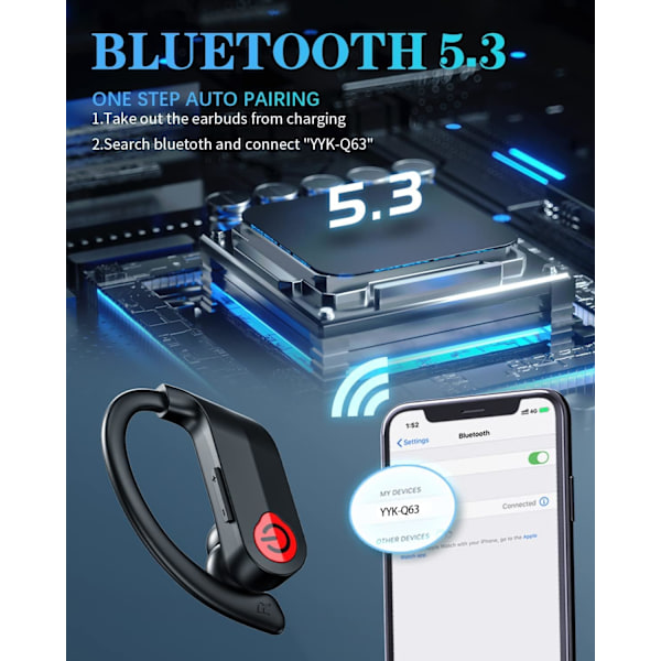 Langattomat nappikuulokkeet Bluetooth 5.3 -kuulokkeet urheiluun, in-ear Bluetooth -nappikuulokkeet kaksois-LED-näytöllä Langattomat kuulokkeet treenaamiseen