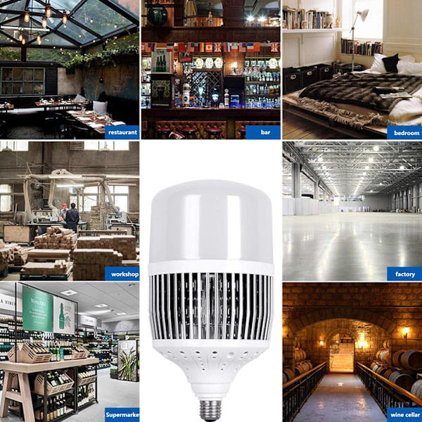 LED-pærer E40 200W Industrielle LED-lampe, Neutral Hvid 6500K, 20000lm, AC 160-265V, Tilsvarende 1800W Halogenpære LED-lampe, til Lager Værksted, Os V.