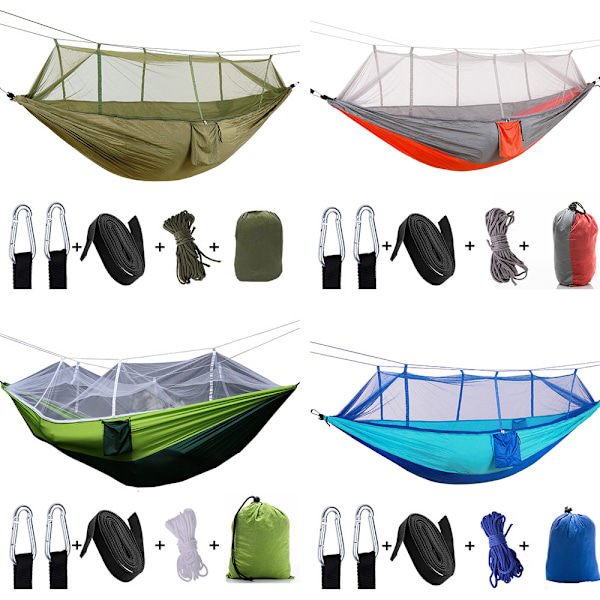 Ultralett myggnetting camping hengekøye, pustende, rask Army Green 260*140cm