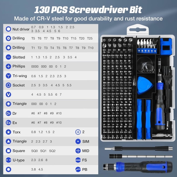 Skruvmejselset, 160-i-1 Precision Skruvmejsel Reparationsverktygssats Professionellt Reparationsverktygssats för Telefon/Dator/Surfplatta/PC/Elektronik etc