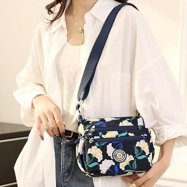 Dam Multi-Pocket Casual Crossbody Handväskor Vattentäta Axelväskor i Nylon