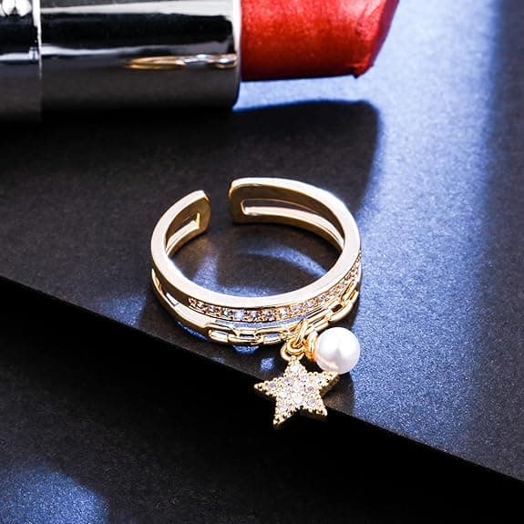 Trendy Damerings, Ring Rig på Cubic Zirconia, Justerbart Hypoallergent Materiale, Gave