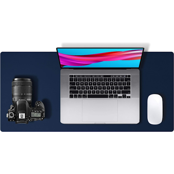 Læder skriveunderlag beskytter, skridsikkert PU læder skriveunderlag, bærbar computer skriveunderlag, vandtæt skriveunderlag til kontor og hjem Dark Blue 23.6" x 13.7"
