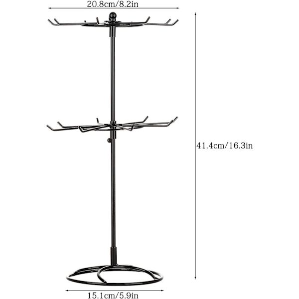 2-lags Roterende Smykkestativ, Halskjedeholder Smykketre Armbåndstativ Display Organizer for Halskjeder 15x41,4cm