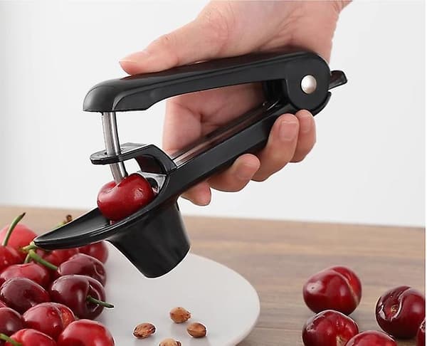 Kirsebærutstener, lengde: 13,1 cm, plast/rustfritt stål, svart