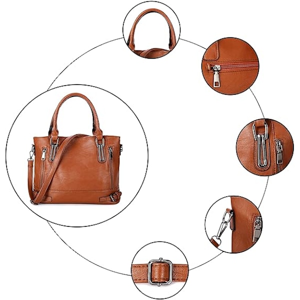 Damer Crossbody Väska PU Läder Handväskor Casual Shopper Väska Axelväska Tote Väska Stor Kapacitet Marrón