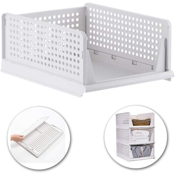 Stablebare klesskap-oppbevaringskurv, skyvbar garderobehylle, skillevegg, skillevegg, skrivebordsbeholder for garderobe (gul - 4 pakker)