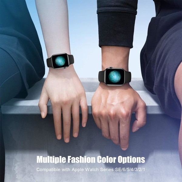 Sportsbånd kompatibel med Apple Watch iWatch-bånd unisex, bløde silikoneremme-armbånd til Apple Watch 3 6 5 4 2 1 SE Black 38mm/40mm M/L
