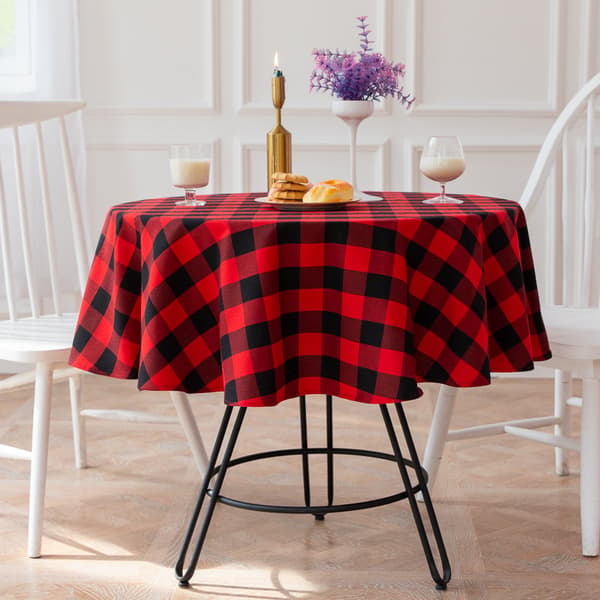 Ternet dekorativ dug, rund restaurantdug red-black checked 100CM