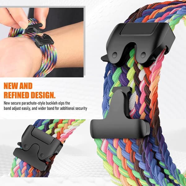 18 mm flettet nylon urrem til Garmin Venu 3S/2S, Vivoactive 4S, Forerunner 265S/255S, Quick Release rem