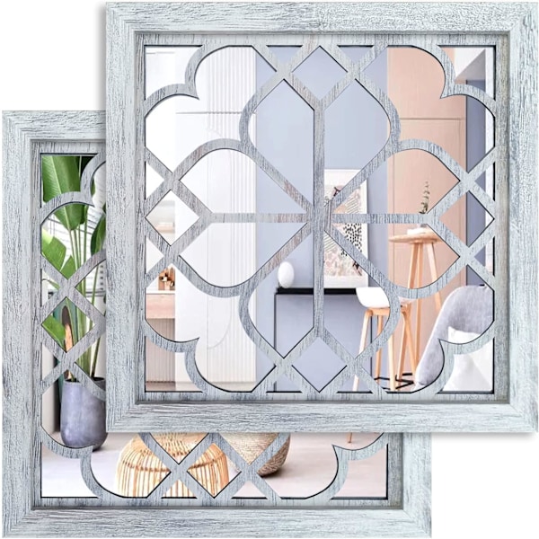 Square Wall Mirror,Gorgeous Rustic Farmhouse Accent Mirror,for Bathroom Renovation,Bedrooms,Living Rooms and More