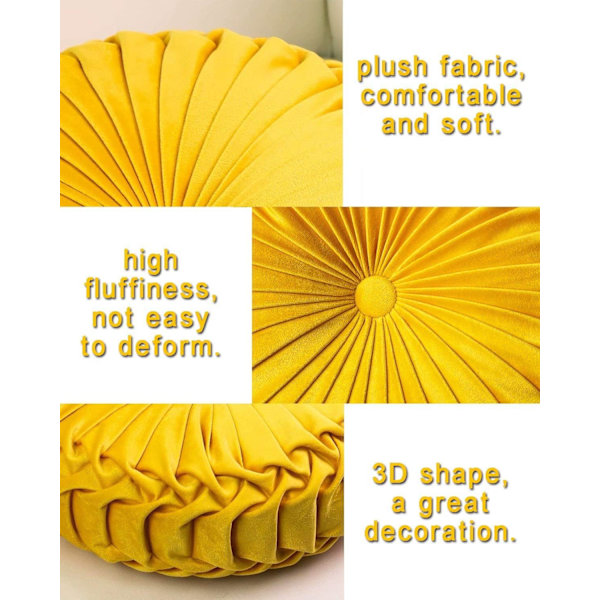 Dekorativt 3D-pumpa runt sammetskudde för soffa, dekorativ kudde för sängstol, golv 15\"X15\" Yellow 15"L x 15"W
