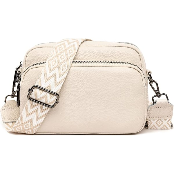 Crossbody-väskor för kvinnor, äkta läder Cross Body-väska för kvinnor med justerbar bred rem, flera fickor, handväskor
