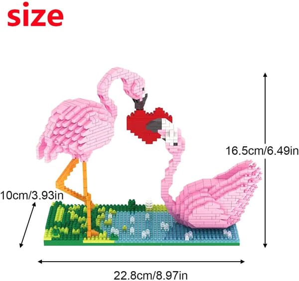 Mikrobyggstenar Mini husdjur Byggstenar Leksaker för barn Flamingo 9 x 4 x 6 inches