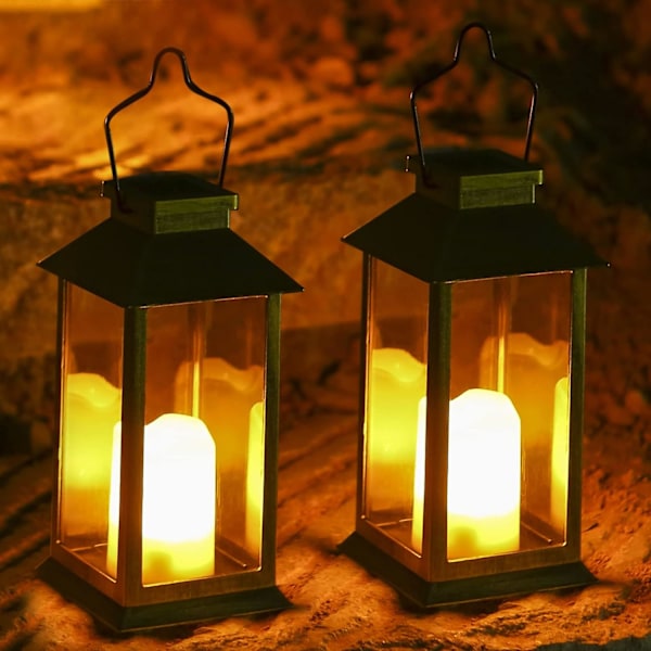 Aurinkokennokäyttöinen puutarhavalo ulkokäyttöön - 2 LED-valoa - 0,2W IP55 - 29*10cm - Kynttilänvalotehoste, koristeellinen LED-aurinkovalo