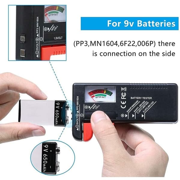 Universal Batteritester, Digital Batteritester, for AA AAA CD 9V Knappcellebatterier 1.5V Batterispenningstester