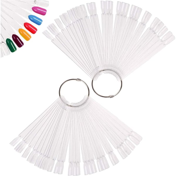 Nail Swatches 100pcs Nail Swatch Sticks Nail Color Display Nail Display Tips Nail Art Tips Sticks with Metal Ring