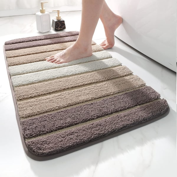 Non-Slip Bath Mat, Extra Soft Bathroom Rug, Machine Washable, Water Absorbent, 50 x 80 cm, Beige
