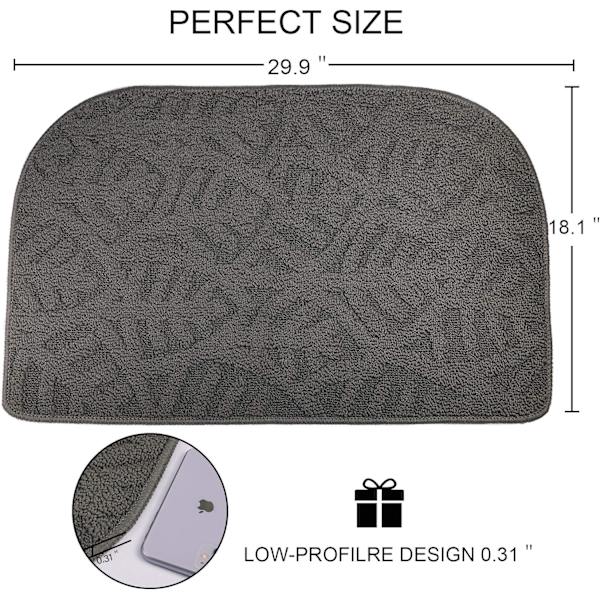 Indendørs dør måtter hoveddør måtte, 30\"x18\", lavprofil maskinvaskbar køkken tæppe, absorberende mudder halvrund indgangsmåtte Dark Grey