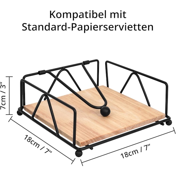 Serviettholder i metall - Serviettholder i tre og jern Black