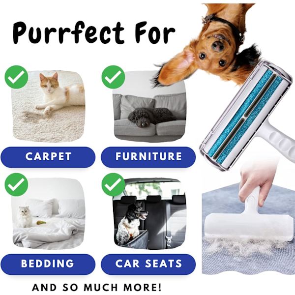 Husdjurs Hårfjernare för Hund, Katt, Djur - Multi-Yta Lint Roller för Djurhår, Miljövänlig Återanvändbar Lint Roller, Bärbar
