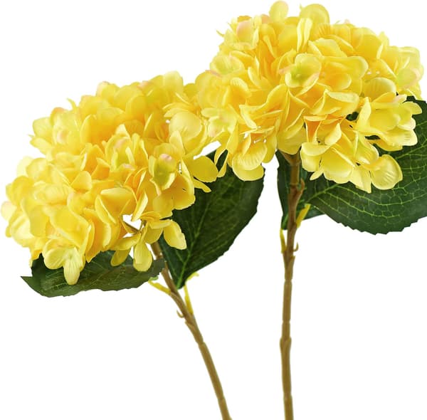 5-pack Konstgjorda Hydrangea Blommor i Silke, Blomsterarrangemang Dekoration 47cm yellow