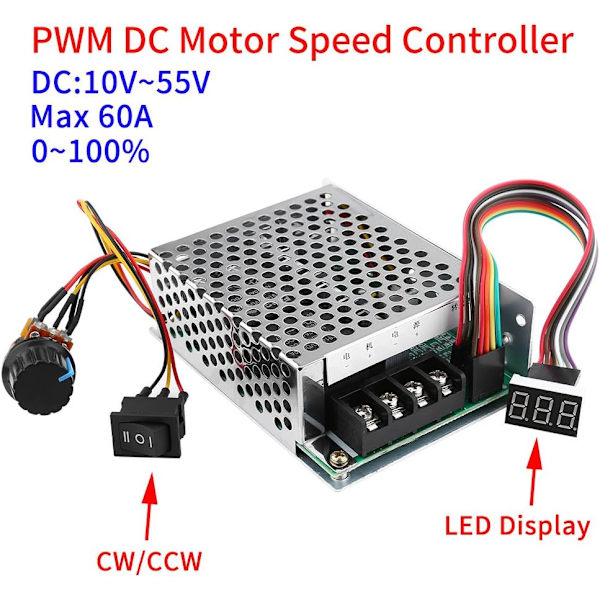 PWM DC-moottorin nopeudensäädin, kääntyvä moottorin nopeudensäädin digitaalisella näytöllä DC10V-55V